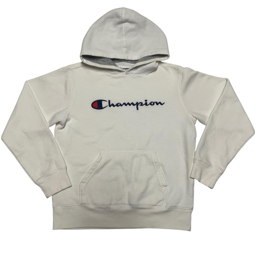 Champion Boys White Pullover Hoodie Sweatshirt Size Large